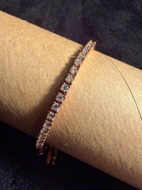 Rose Gold Plated CZ Skinny Tennis Bracelet